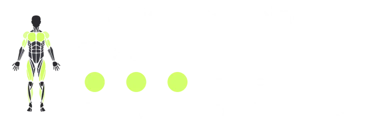 Die breite Komplikation: die Figur mit den Muskeln dieser Woche, Beine als Nächstes, 48 Sätze und ein Punkt für jeden trainierten Tag, Montag bis Mittwoch. Beispieldaten.